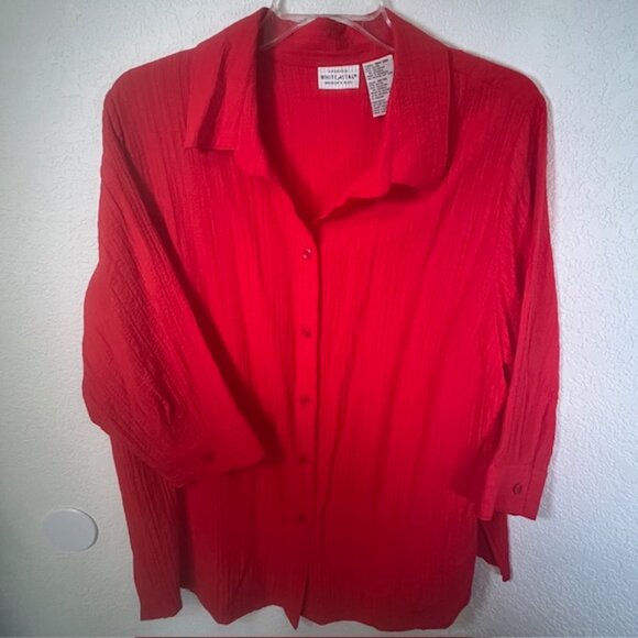 White Stag Bundle/3 Plus Red, Blue & Turquoise Crinkle Blouses- Plus Size 18/20 - Picture 4 of 9